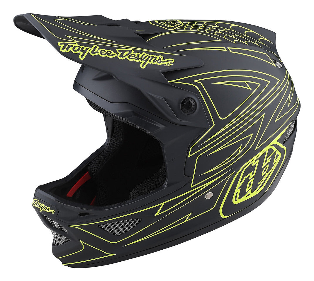 Casco Troy Lee Designs D3 Fiberlite Spiderstripe Gray / Yellow